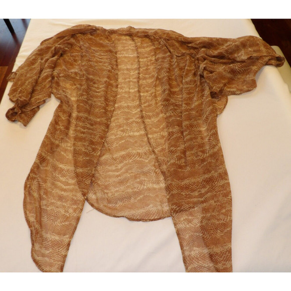 Society Amuse Bathing Suit Cover Up XS/S Brown Snake Print Gauzy Sheer Vacation - Picture 2 of 6